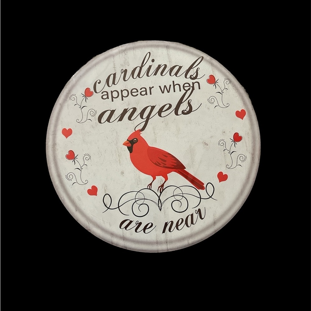 Cardinal Bird Round Wood Wall Decor BNWT *Firm* - Picture 3 of 4